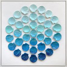 Load image into Gallery viewer, Deep Blue Drift by Dora Knuteson-Artistic arrangement of blue and green seashells on a white background
