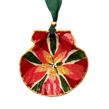Load image into Gallery viewer, Golden Poinsettia ornament product photo on white background
