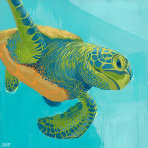 "Electric Slide" Sea Turtle Art by Dora Knuteson