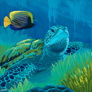 "Rest and Reflect" Sea Turtle Art by Dora Knuteson
